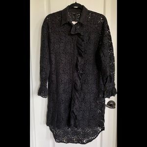 NWT ZARA BKACK LACE BUTTON FRONT TUNIC COAT DRESS